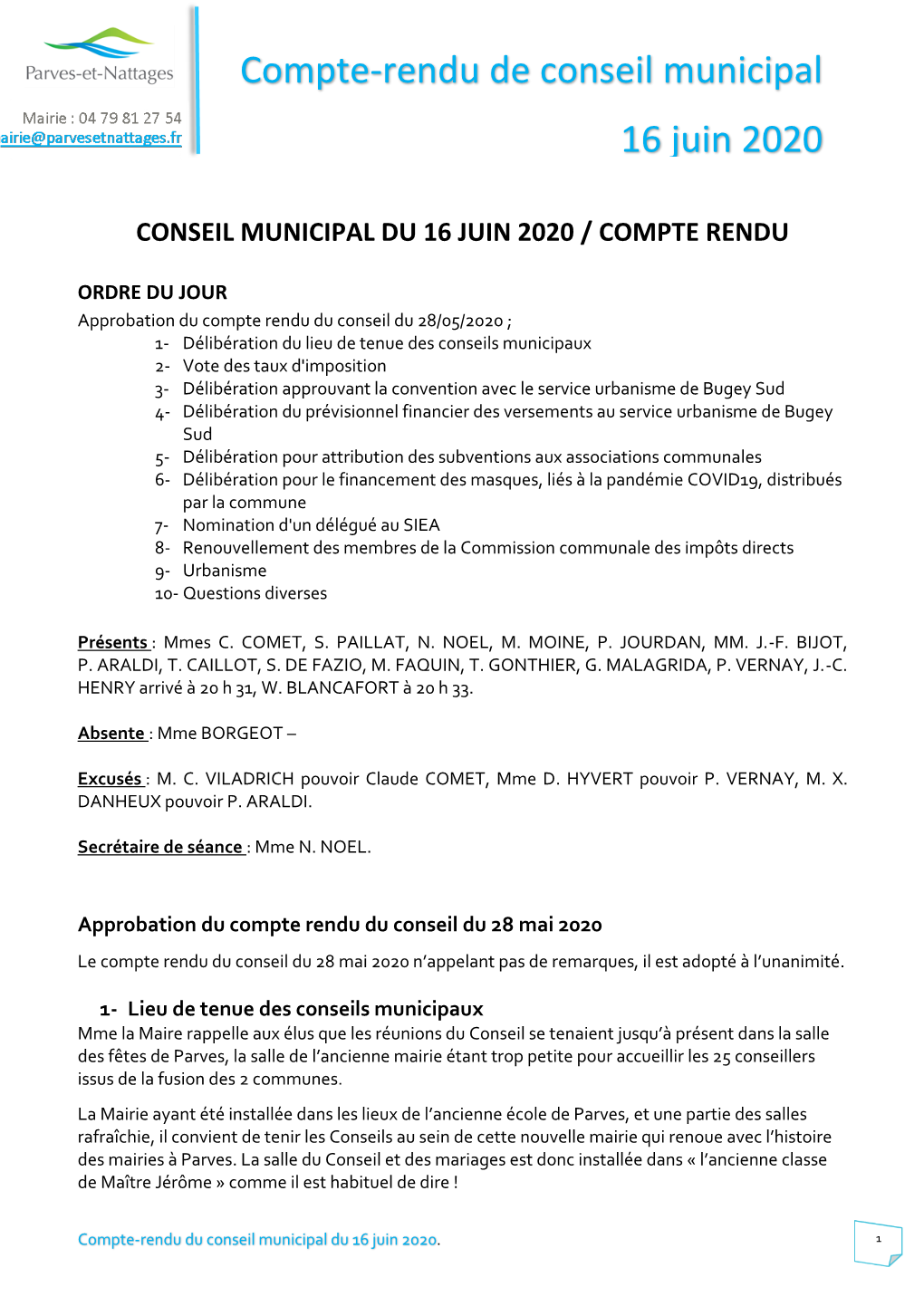 Compte-Rendu De Conseil Municipal