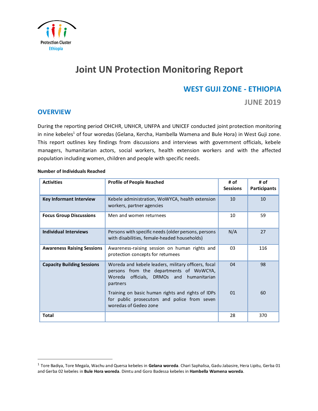 Joint UN Protection Monitoring Report