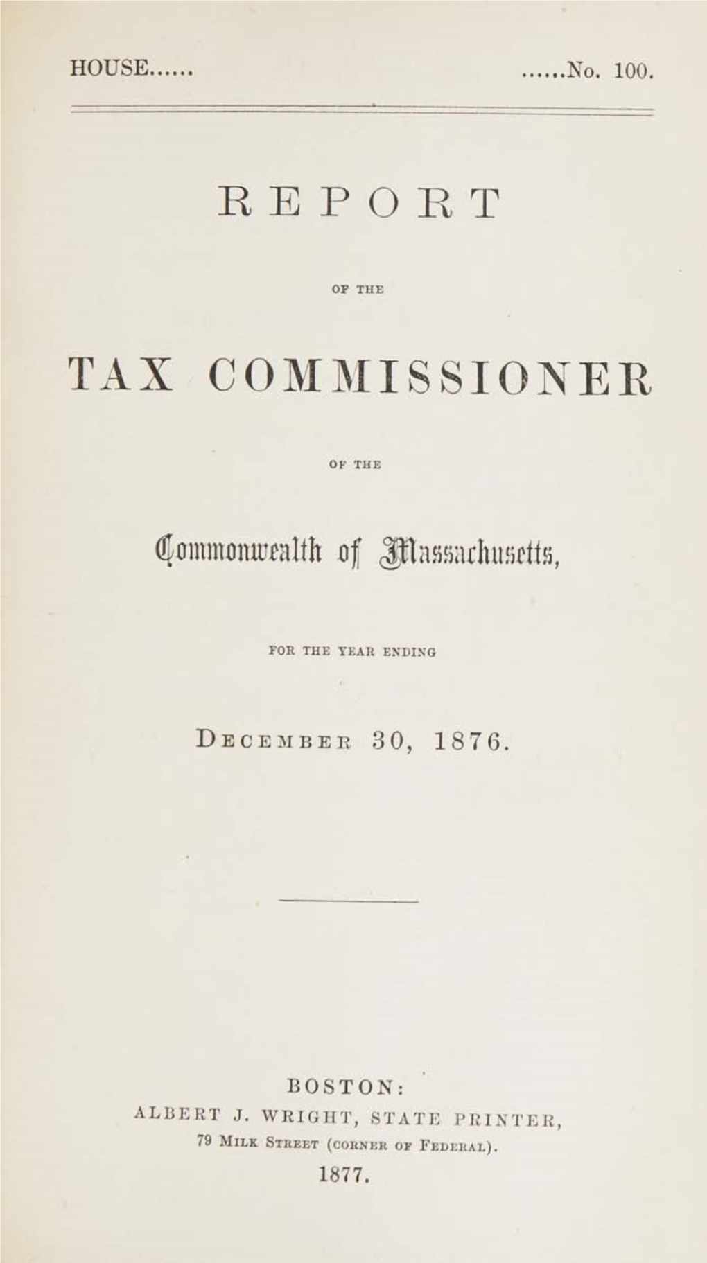 Report Tax Commissioner