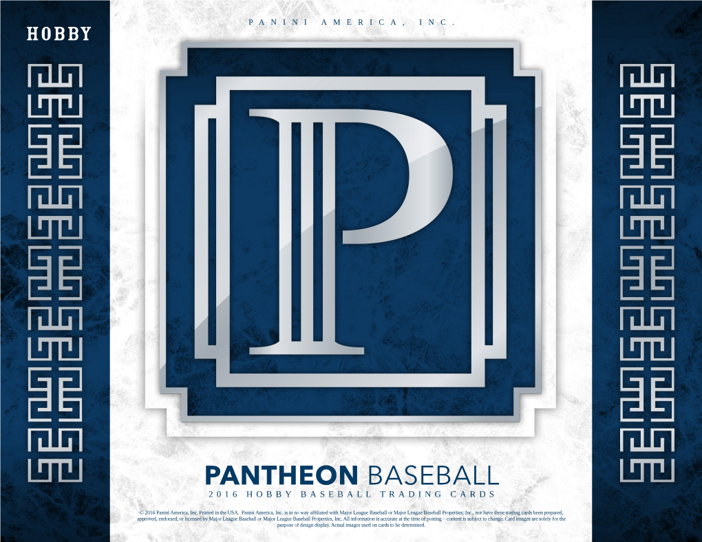 Pantheon Baseball 2016 Hobby Baseball Trading Cards