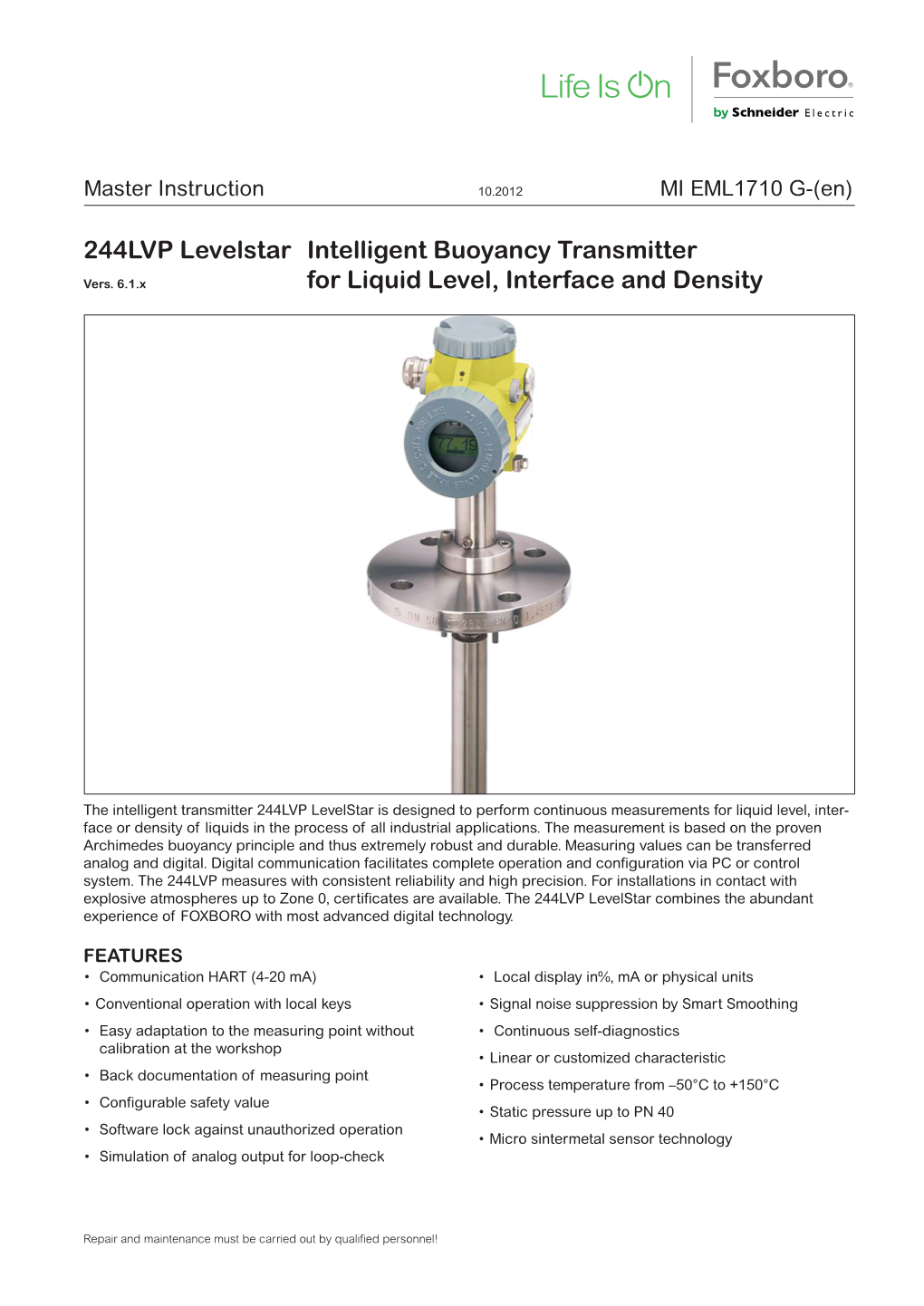 244LVP Levelstar Intelligent Buoyancy Transmitter for Liquid