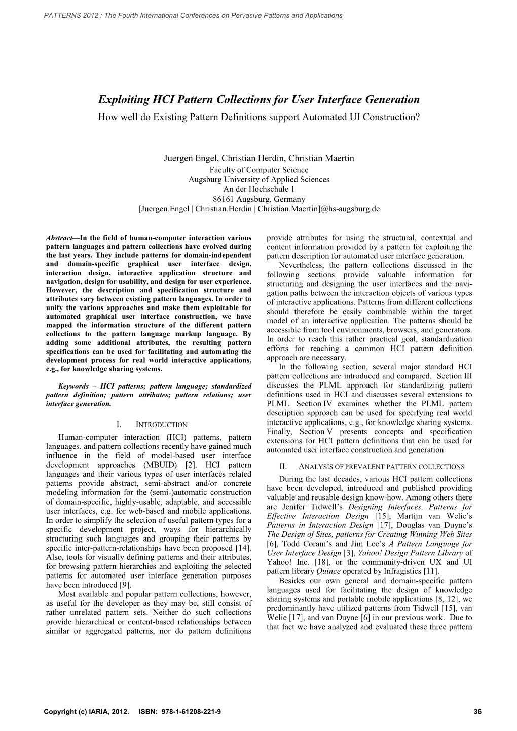 Exploiting HCI Pattern Collections for User Interface Generation How Well Do Existing Pattern Definitions Support Automated UI Construction?