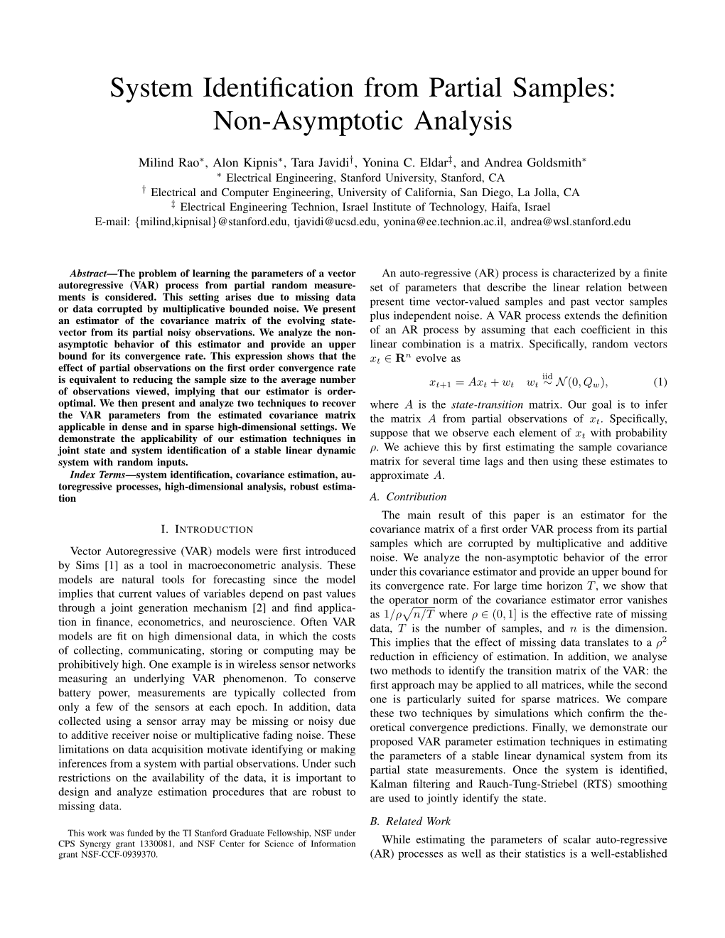 System Identification from Partial Samples: Non-Asymptotic Analysis