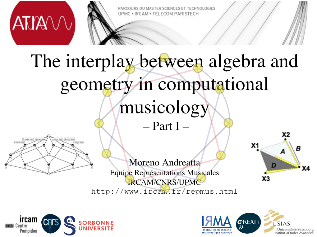 The Interplay Between Algebra and Geometry in Computational Musicology – Part I –