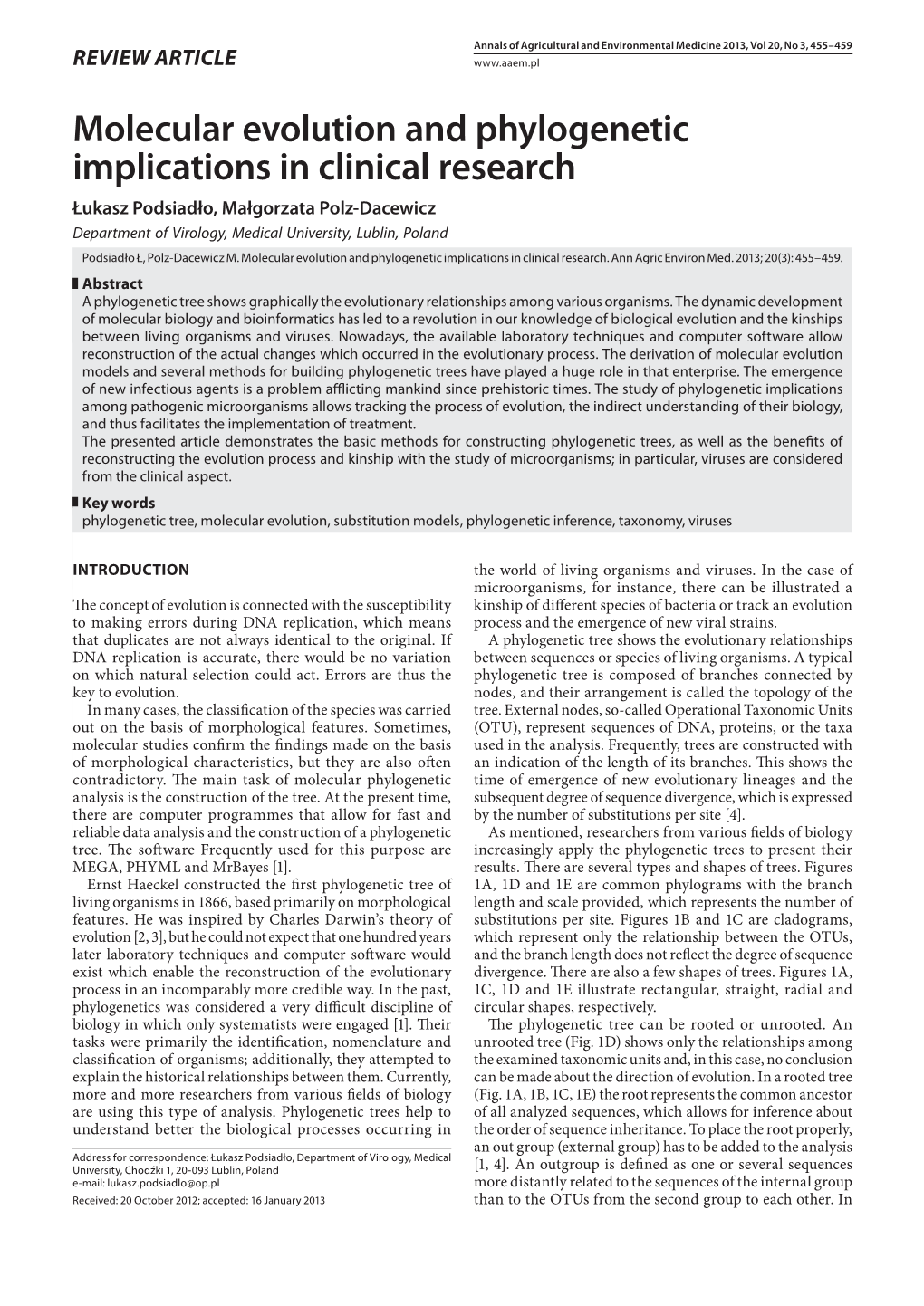 Molecular Evolution and Phylogenetic Implications in Clinical Research