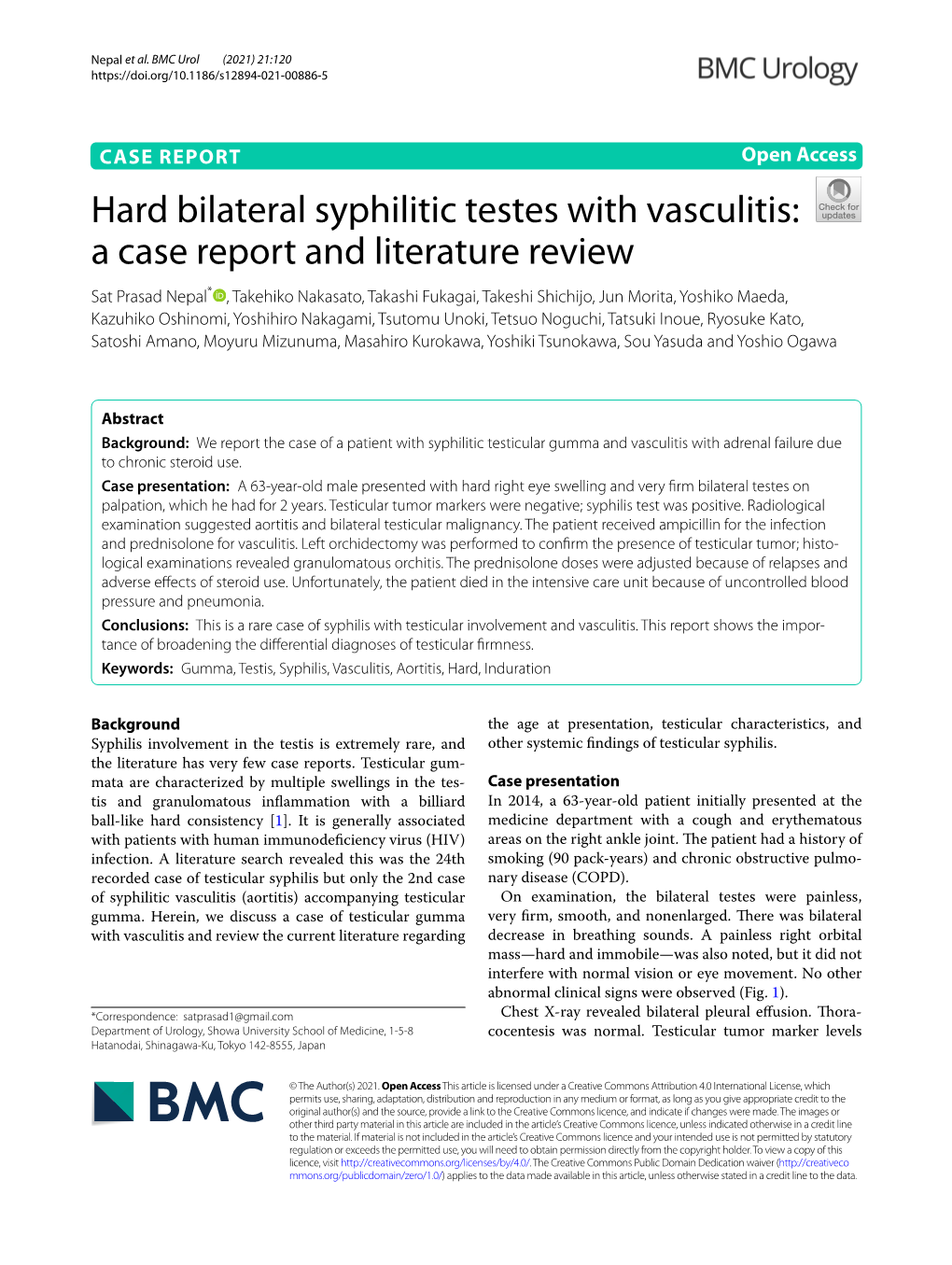 Hard Bilateral Syphilitic Testes with Vasculitis