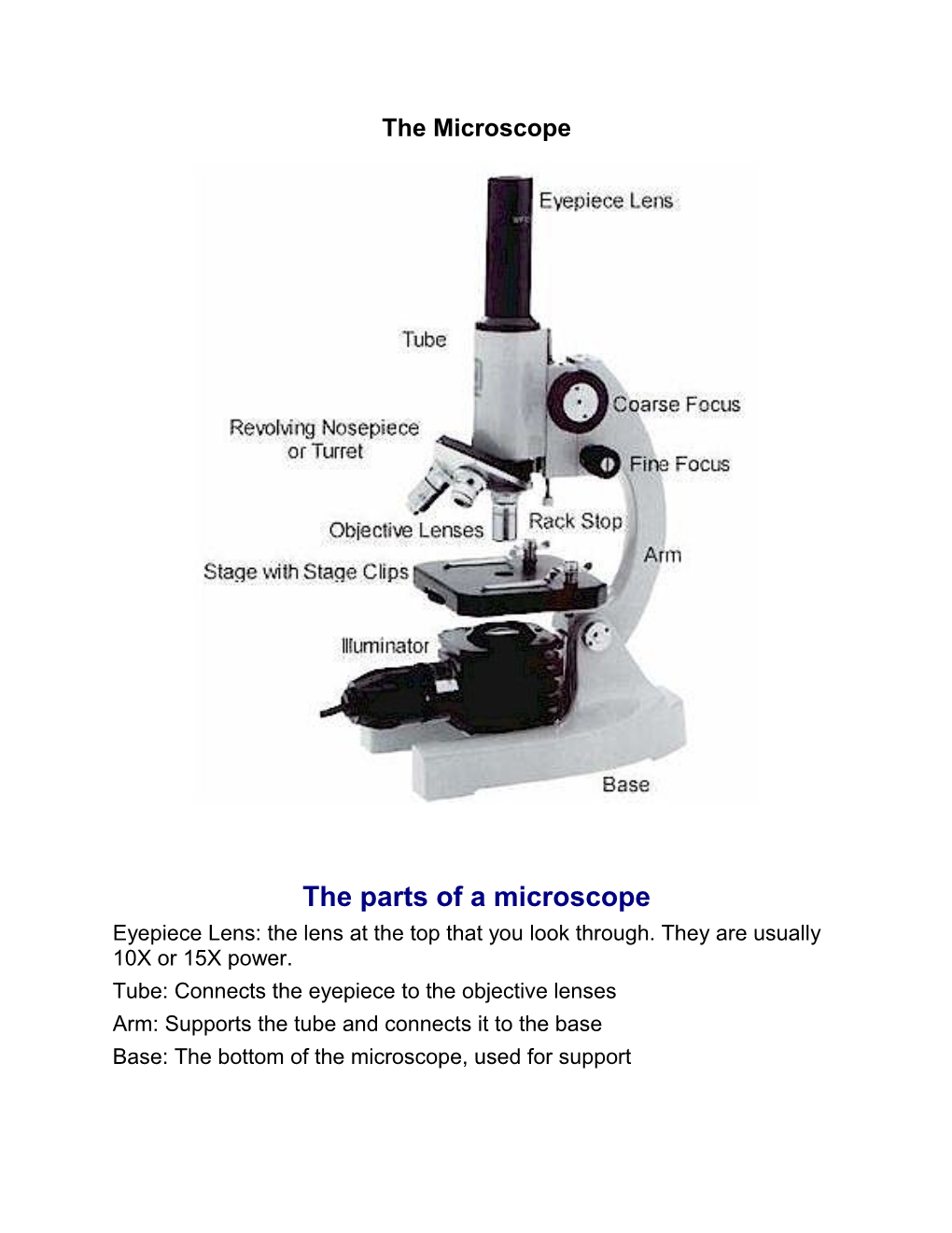 The Parts of a Microscope