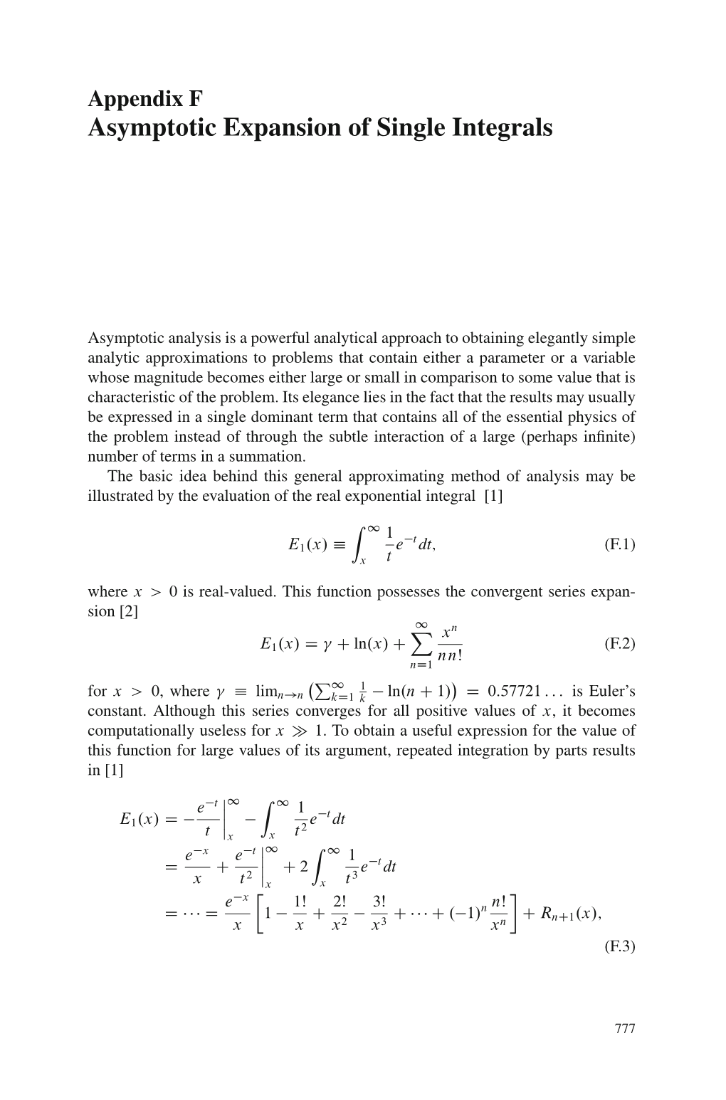 Asymptotic Expansion of Single Integrals