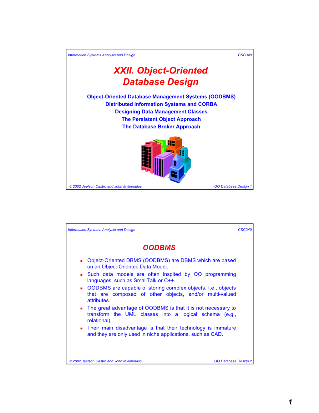 XXII. Object-Oriented Database Design