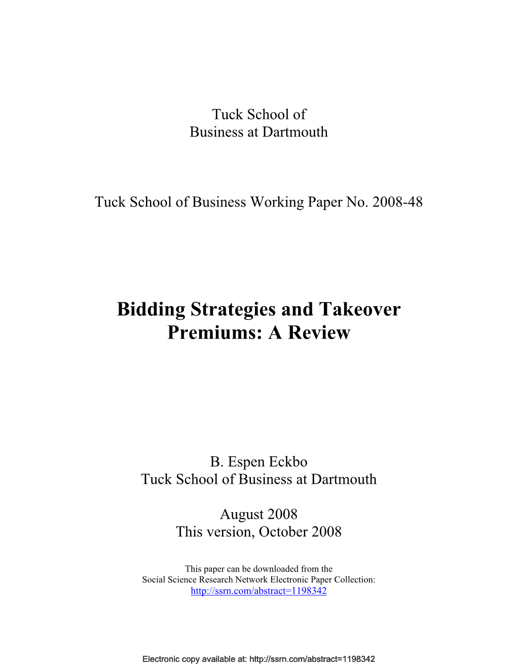 Bidding Strategies and Takeover Premiums: a Review
