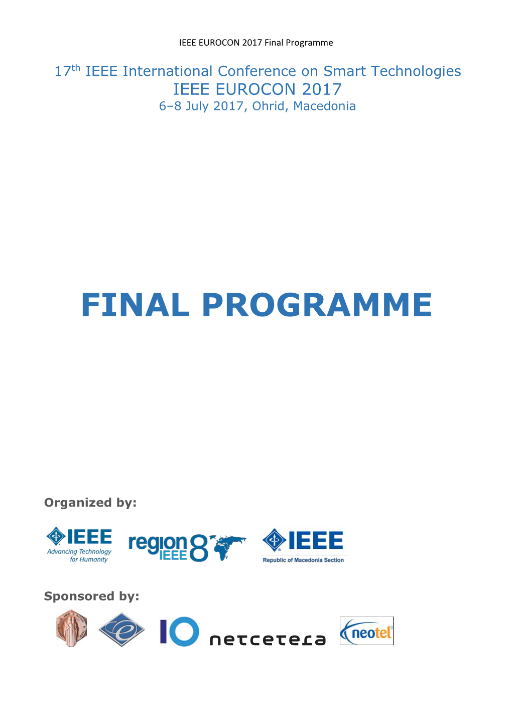 Final IEEE EUROCON 2017 Conference Program (PDF