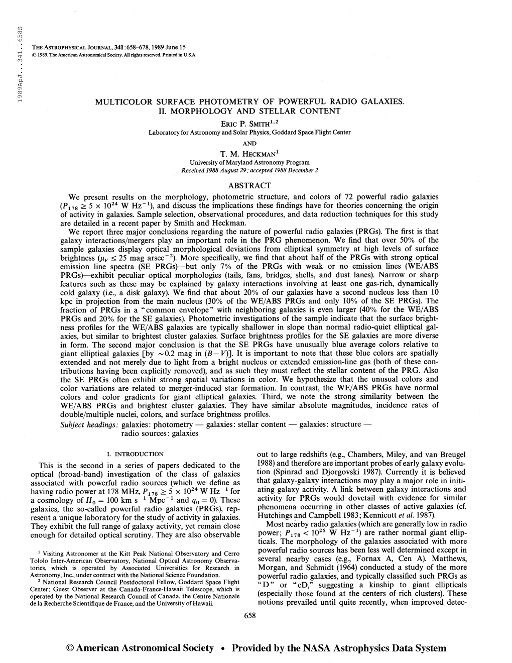 198 9Apj. . .341. .6583 the Astrophysical Journal, 341:658-678