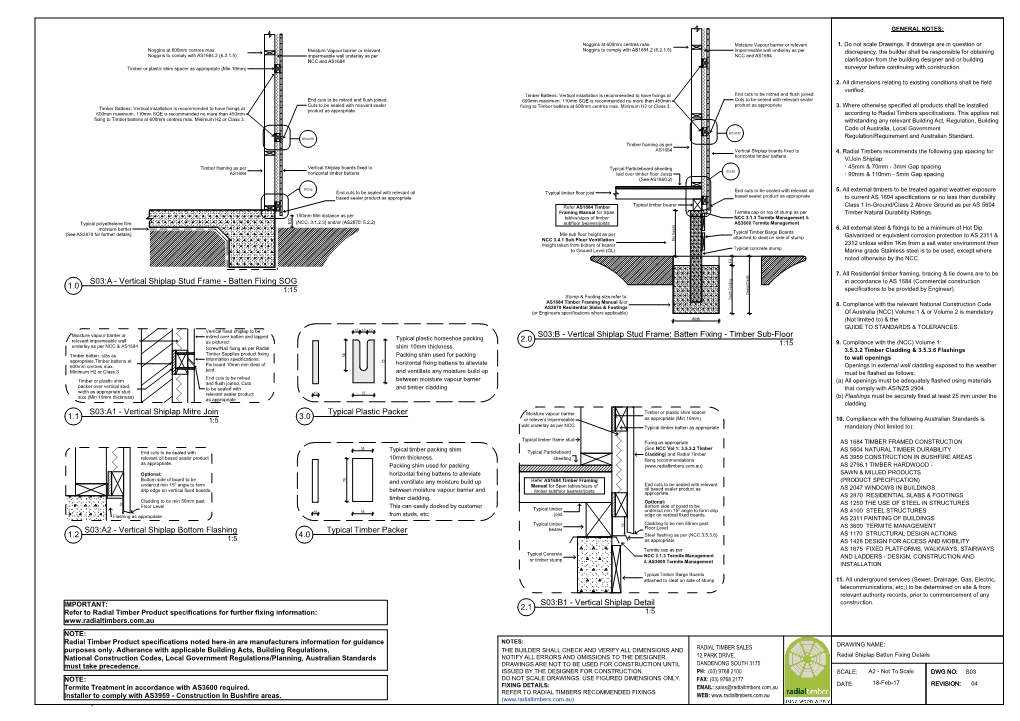 S03:B2 AS1684 Horizontal Timber Battens Laid Over Timber Floor Joists · 90Mm & 110Mm - 5Mm Gap Spacing (See AS1860.2)