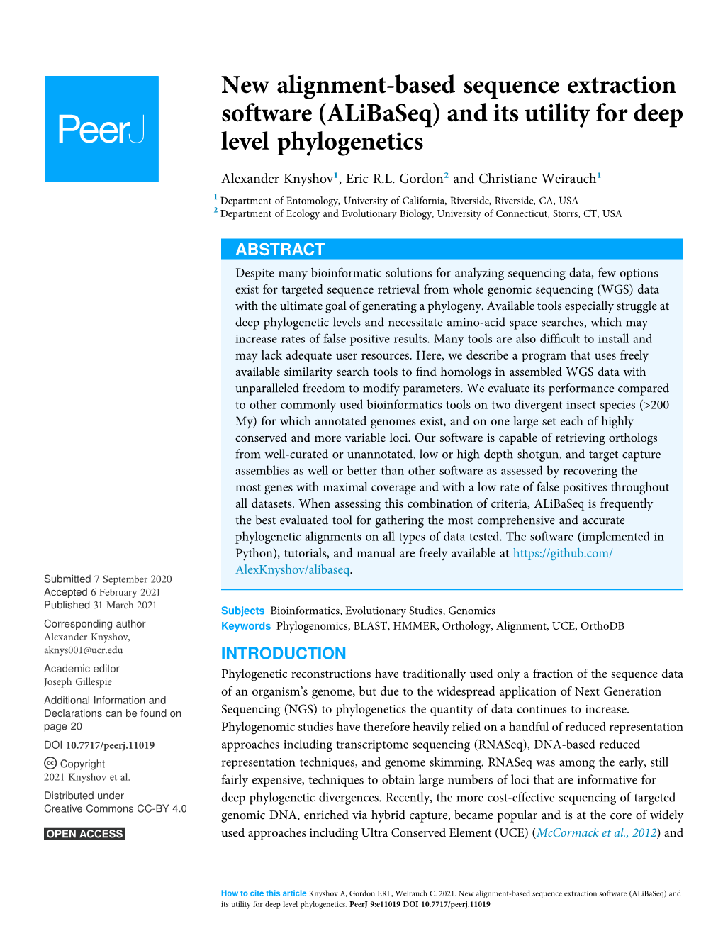 New Alignment-Based Sequence Extraction Software (Alibaseq) and Its Utility for Deep Level Phylogenetics