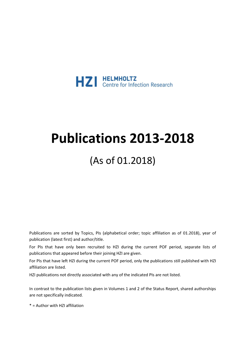 Publications 2013-2018 (As of 01.2018)