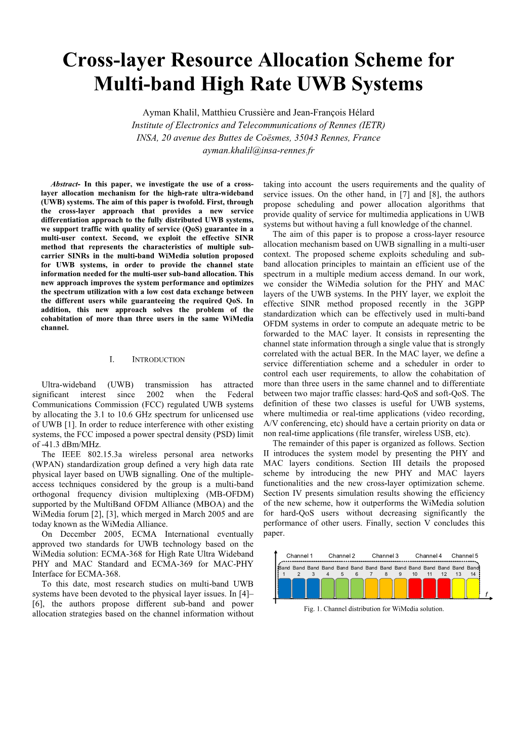 Cross-Layer Resource Allocation Scheme for Multi-Band High Rate UWB Systems