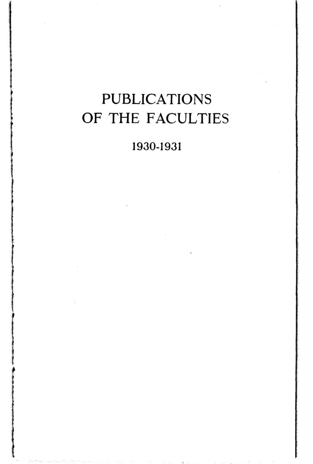 Publications of the Faculties