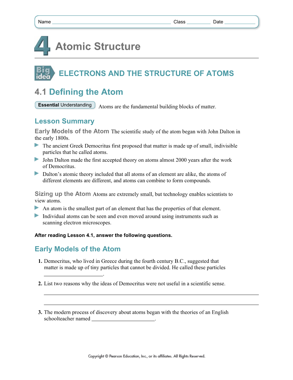 Electrons and the Structure of Atoms s1