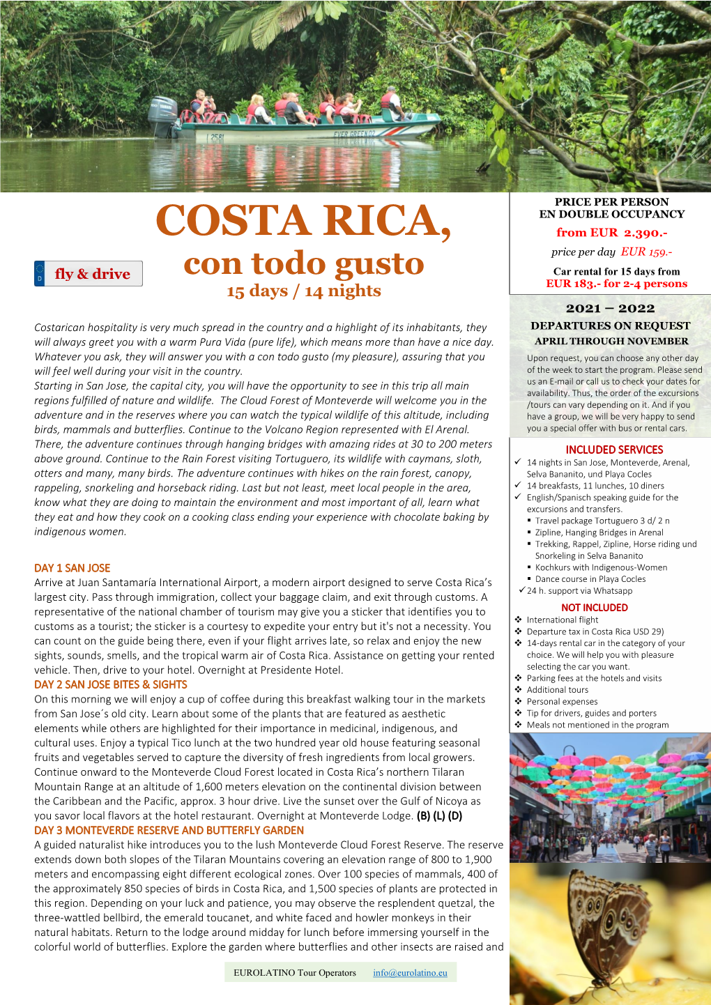 COSTA RICA, from EUR 2.390
