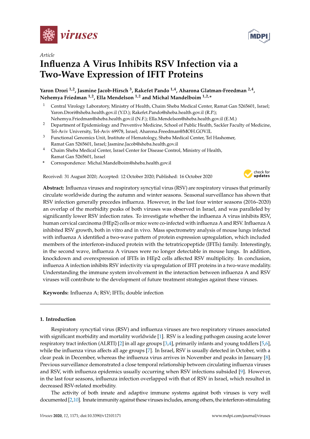 Influenza a Virus Inhibits RSV Infection Via a Two-Wave