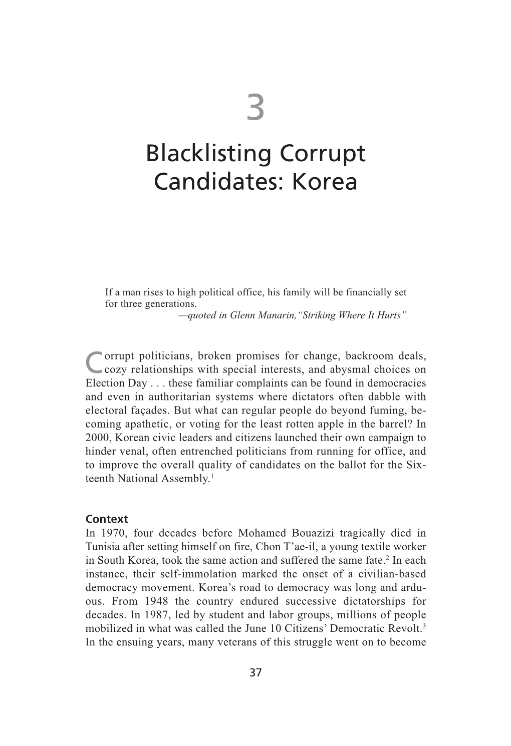 Blacklisting Corrupt Candidates: Korea