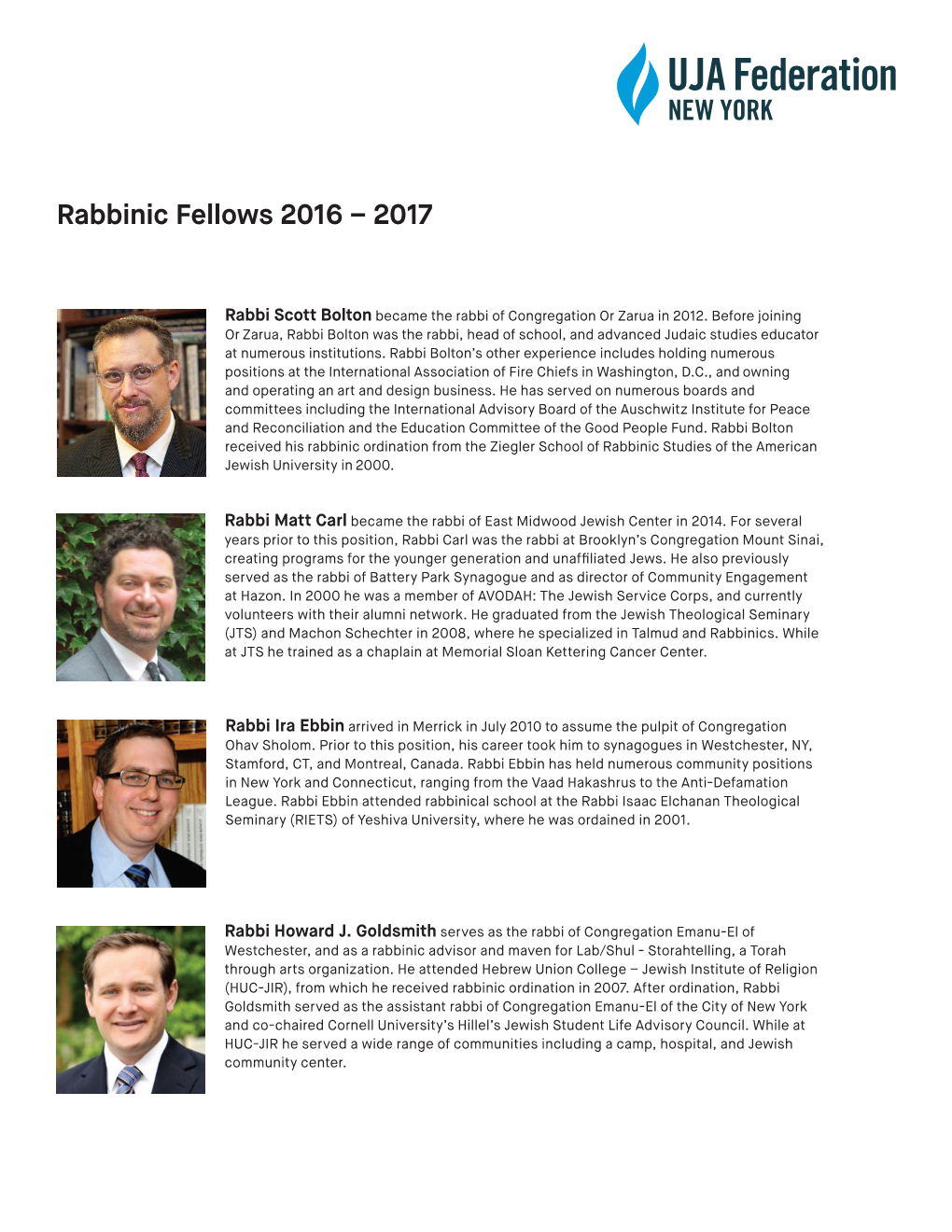 Rabbinic Fellows 2016 – 2017