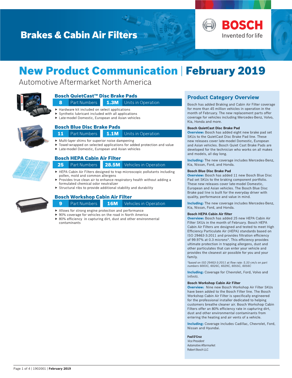 New Product Communication | February 2019 Automotive Aftermarket North America