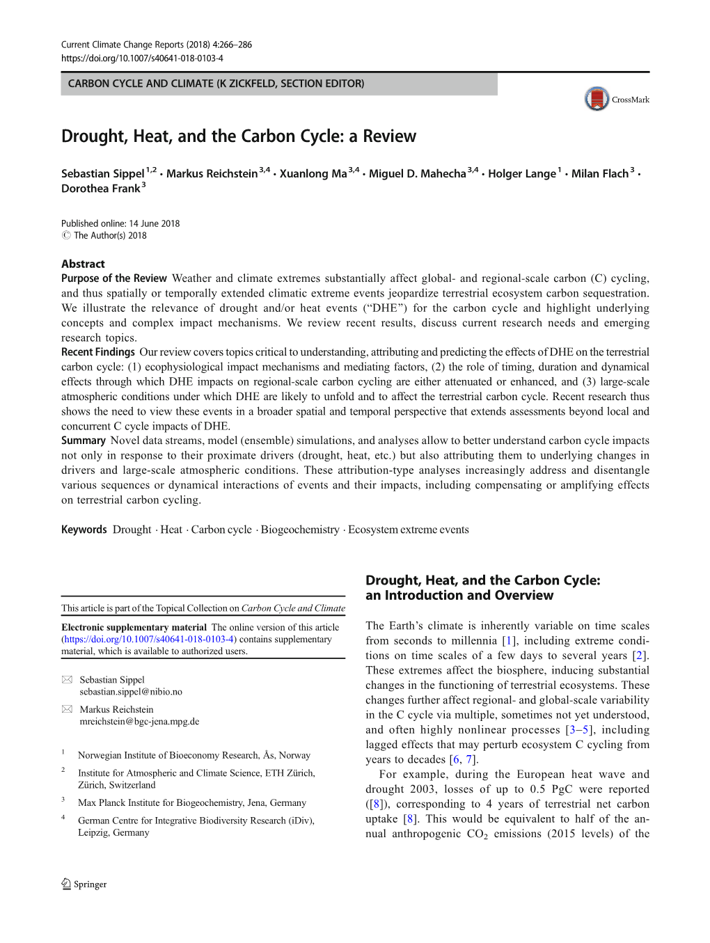 Drought, Heat, and the Carbon Cycle: a Review
