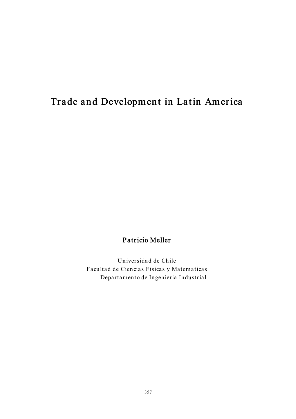 1 Review of Trade Development Strategies