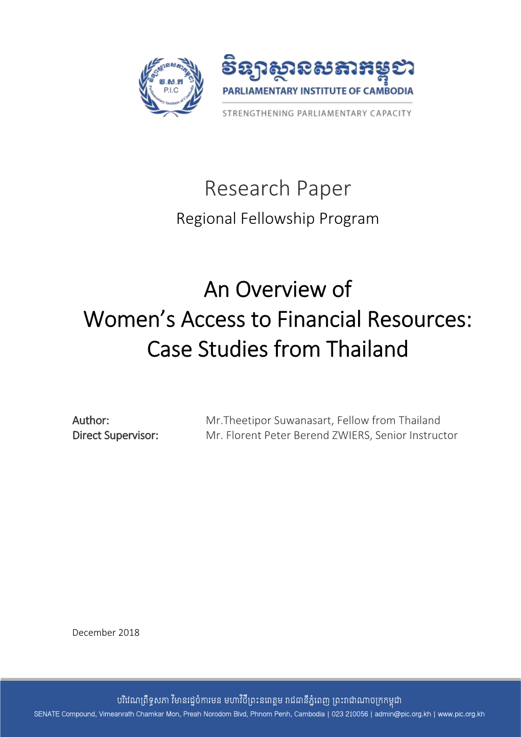 20190128 an Overview of Women's Access to Financial Resources