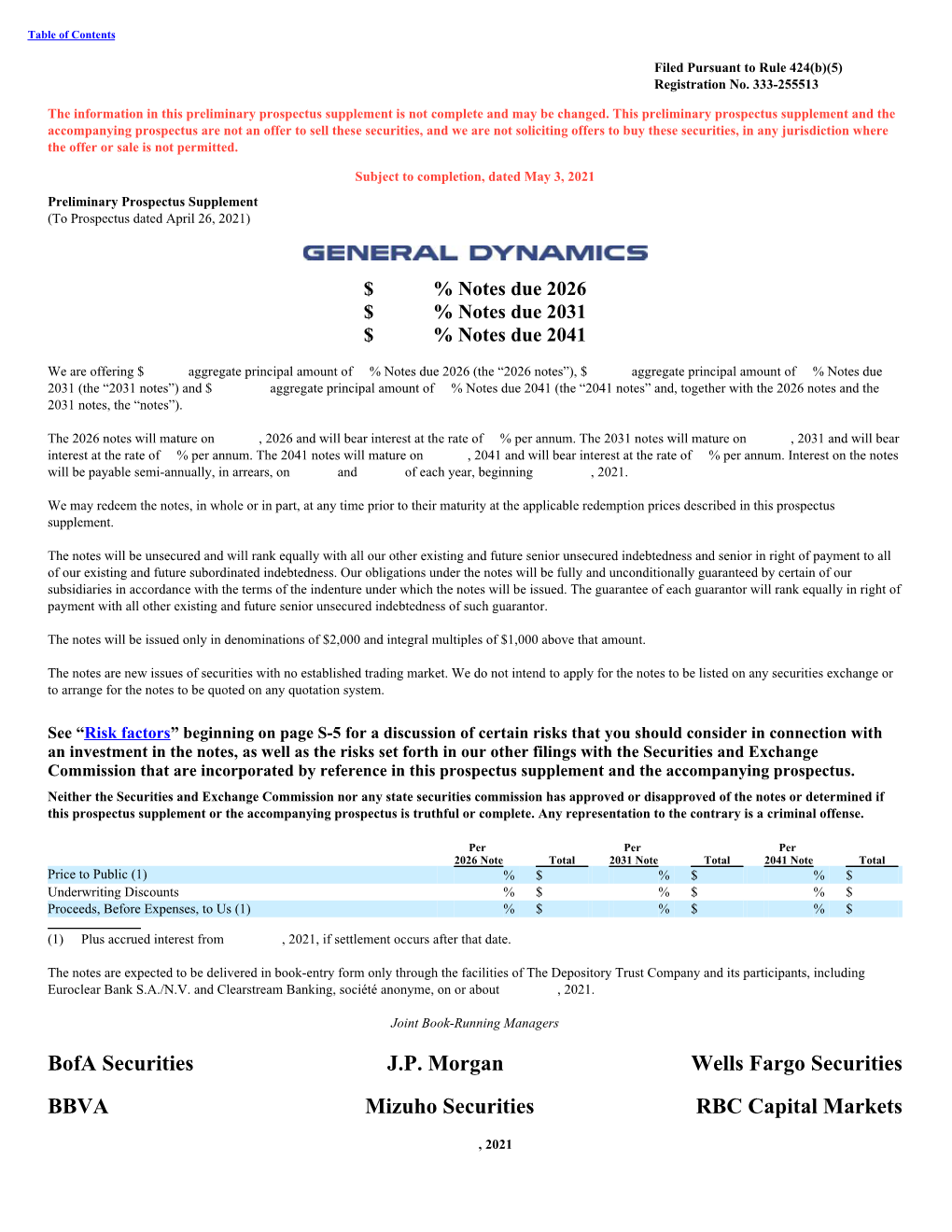 Bofa Securities J.P. Morgan Wells Fargo Securities BBVA Mizuho Securities RBC Capital Markets