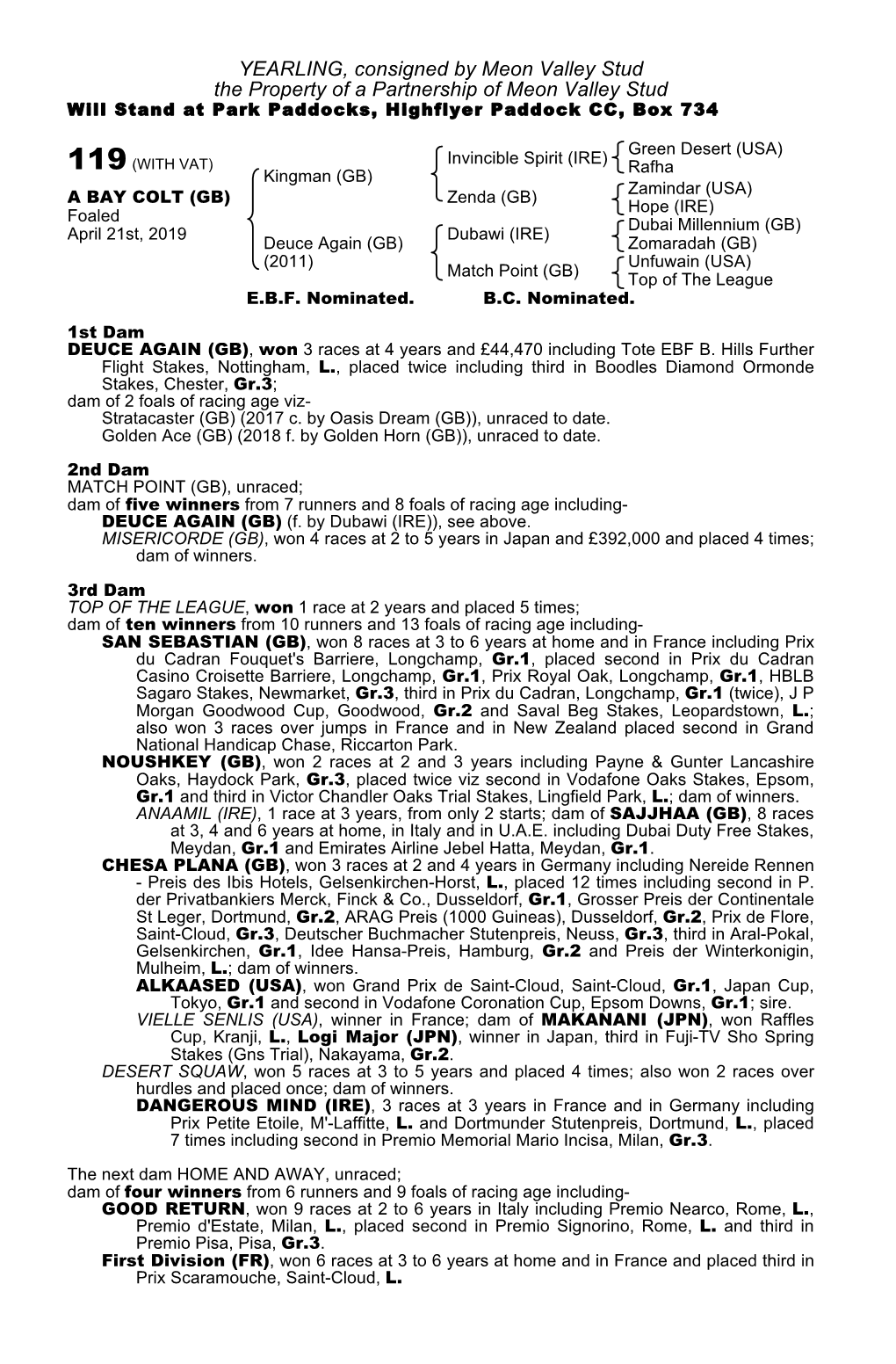 YEARLING, Consigned by Meon Valley Stud the Property of a Partnership of Meon Valley Stud Will Stand at Park Paddocks, Highflyer Paddock CC, Box 734