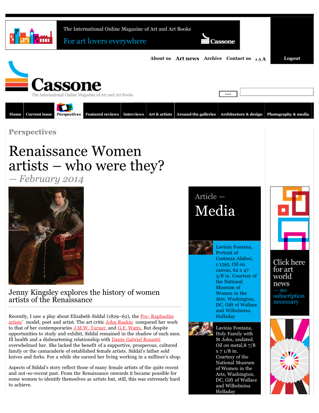 Renaissance Women Artists – Who Were They? :: February 2014
