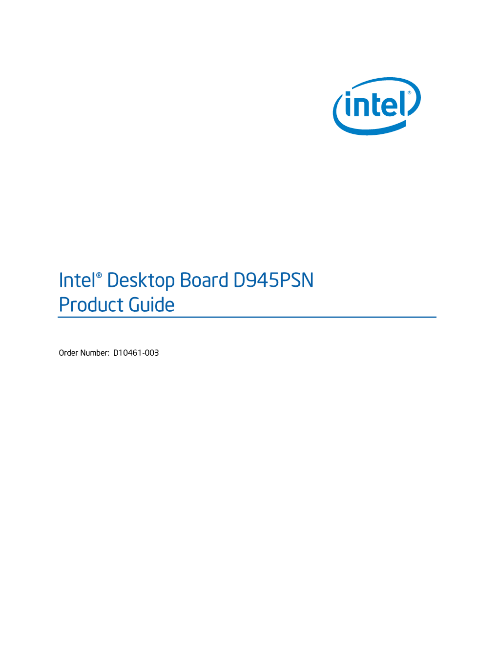 Intel® Desktop Board D945PSN Product Guide