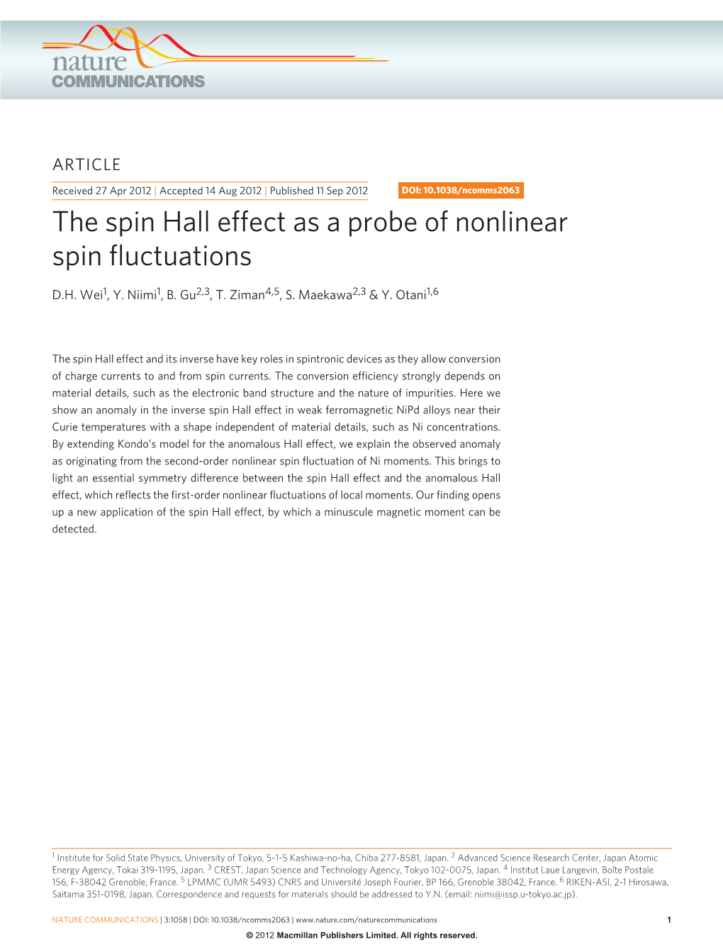 The Spin Hall Effect As a Probe of Nonlinear Spin Fluctuations