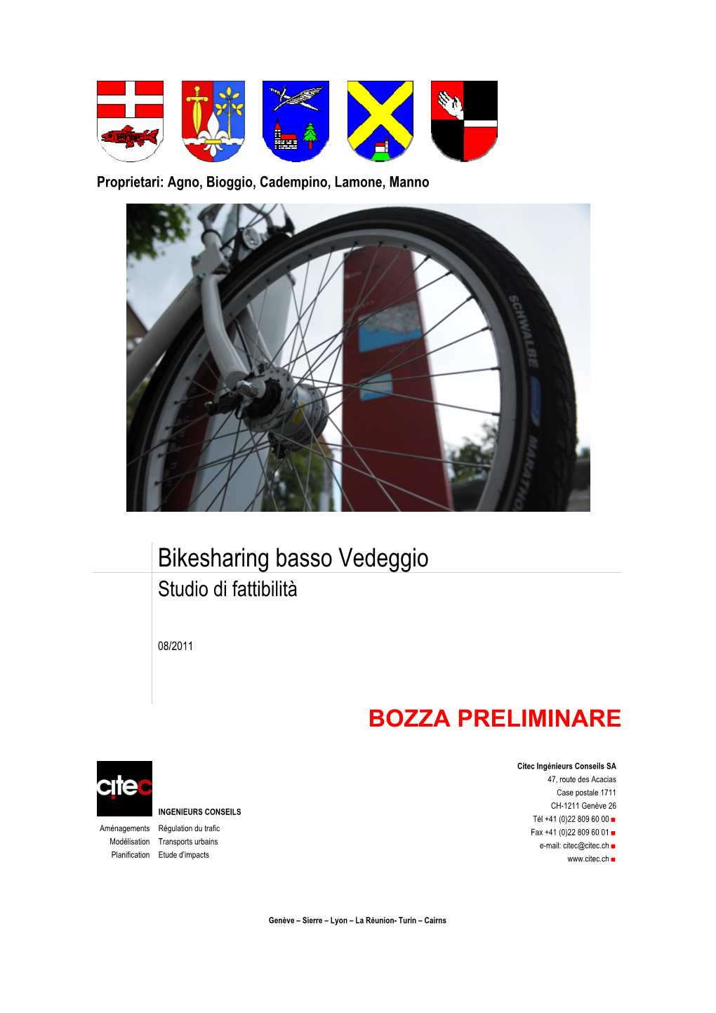 Bikesharing Basso Vedeggio Studio Di Fattibilità