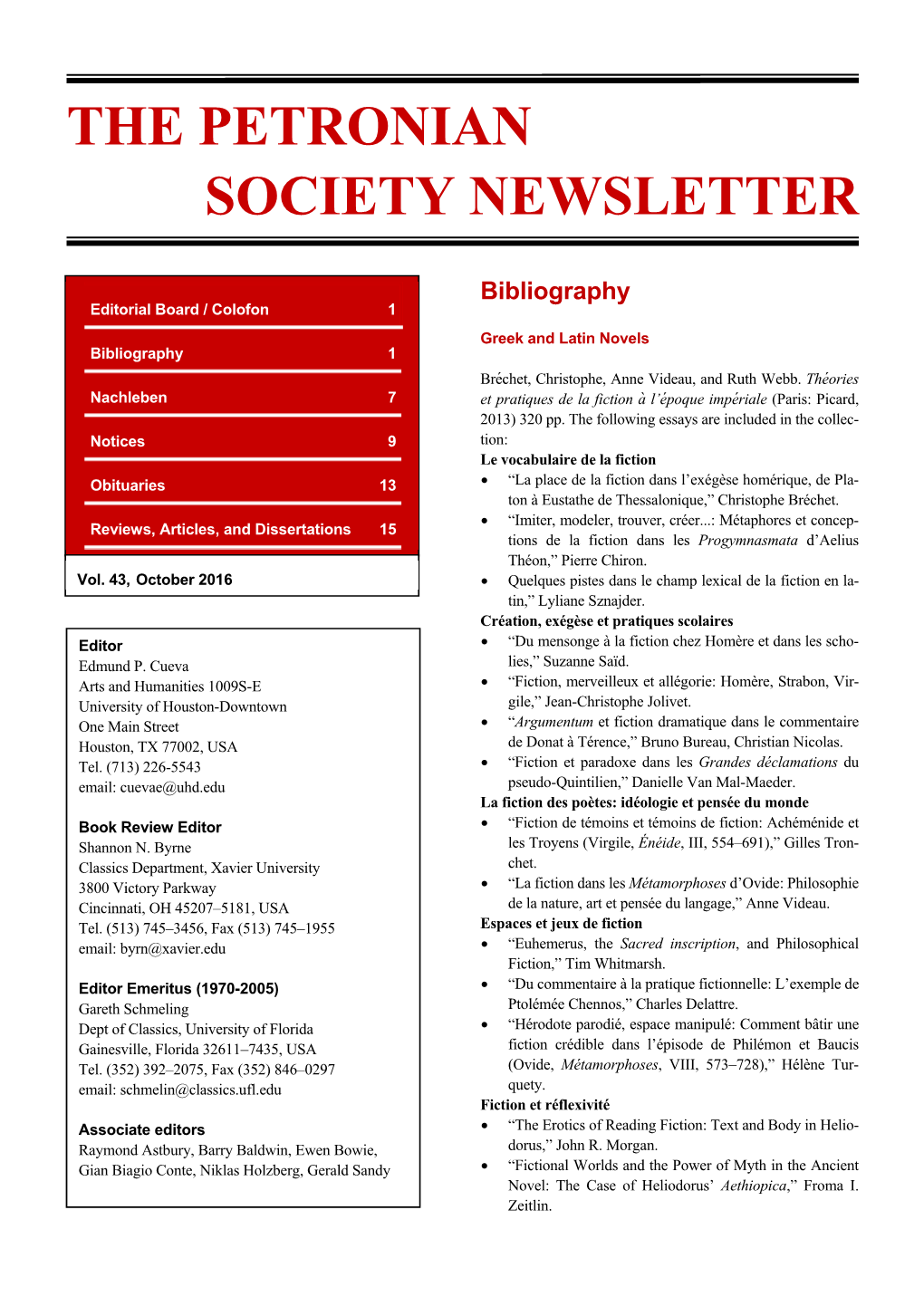 The Petronian Society Newsletter