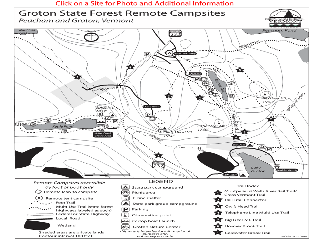 Groton State Forest Remote Campsites FORESTS, PARKS & RECREATION Peacham and Groton, Vermont VERMONT