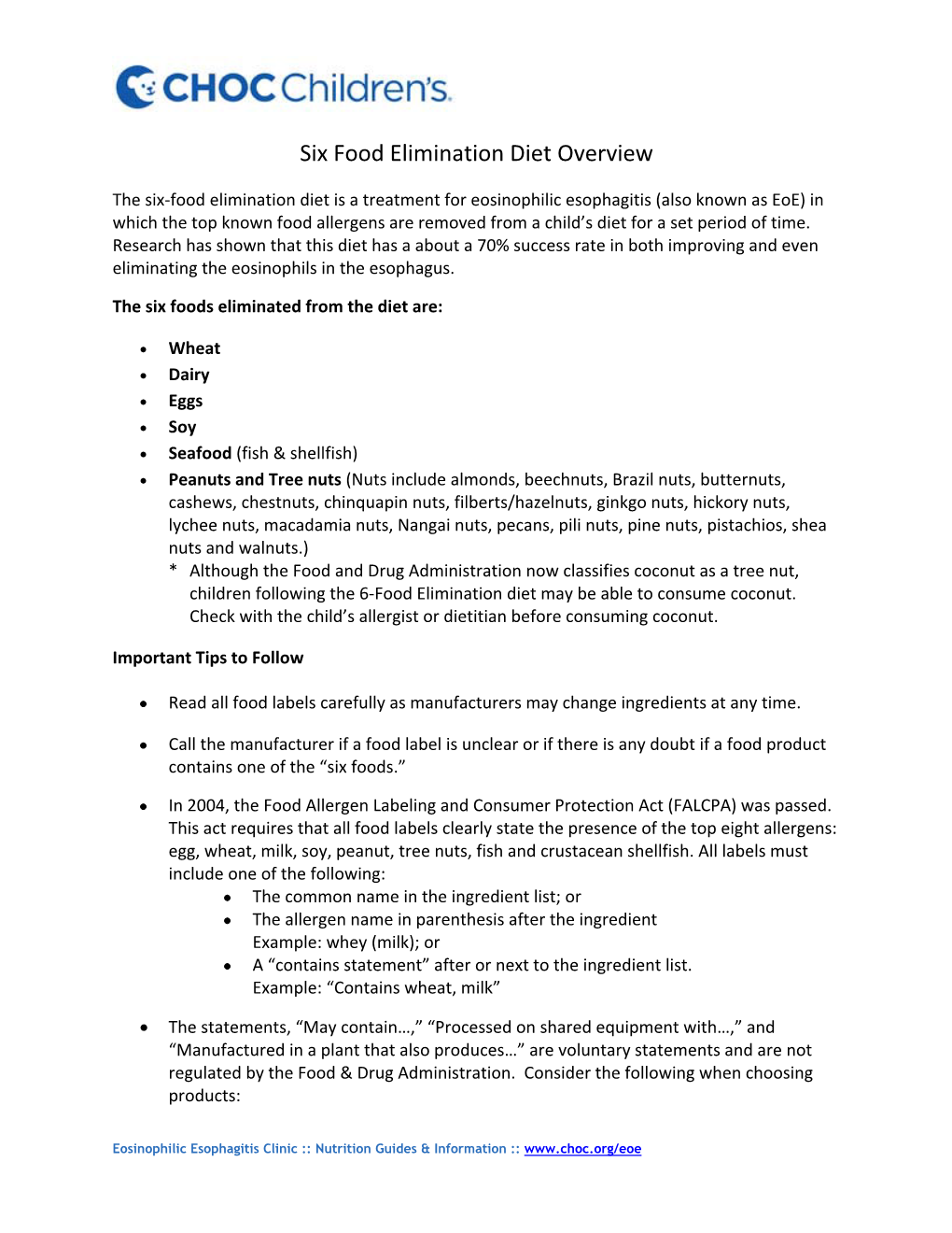 Six Food Elimination Diet Overview