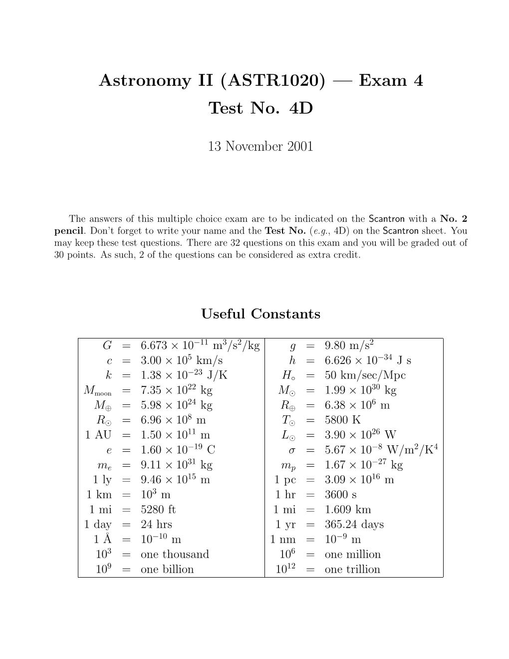 Sample Exam 4