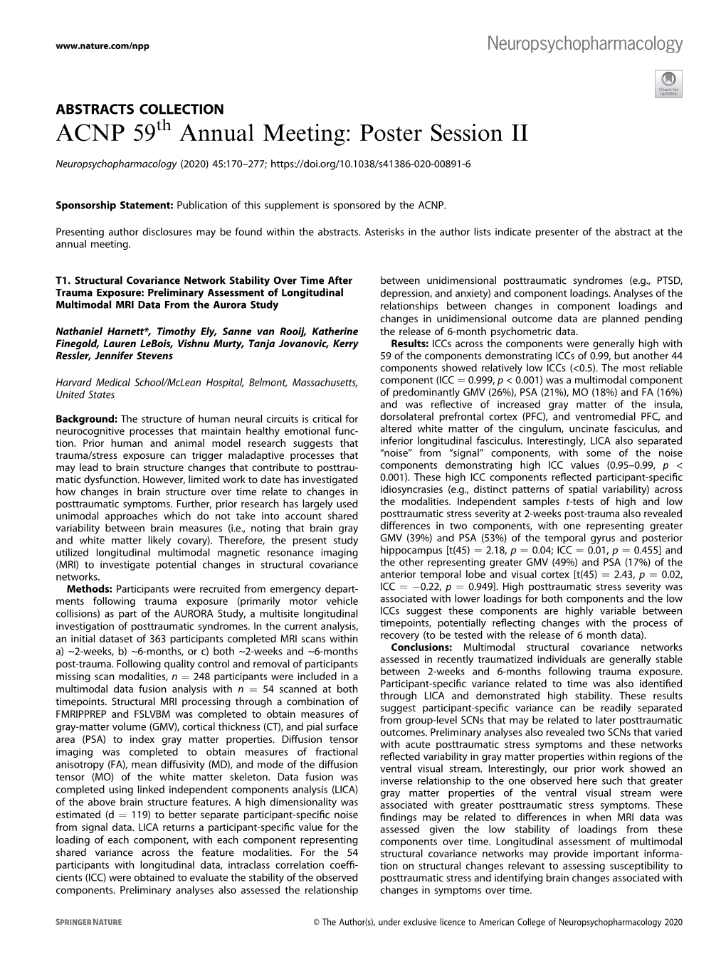 ACNP 59Th Annual Meeting: Poster Session II