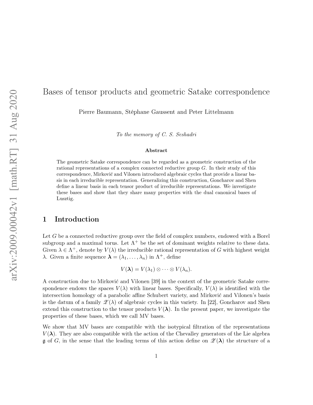 Bases of Tensor Products and Geometric Satake Correspondence