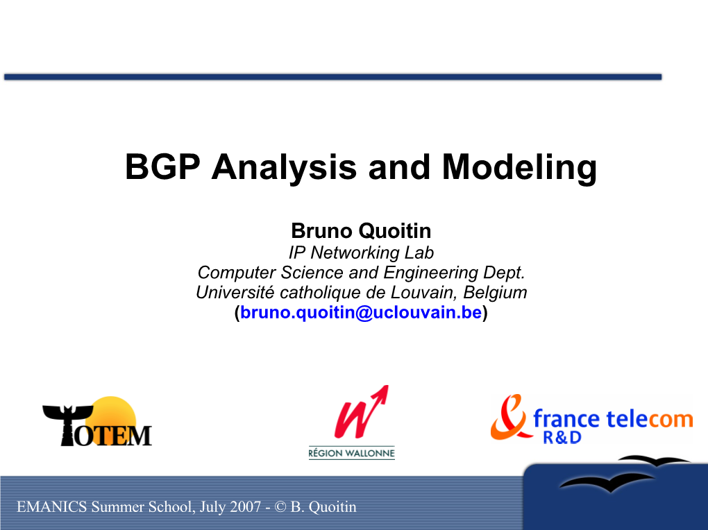 BGP Analysis and Modeling