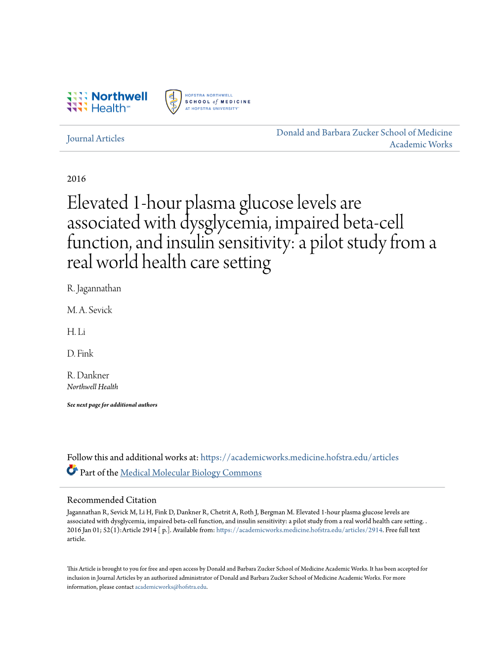 Elevated 1-Hour Plasma Glucose Levels Are Associated With