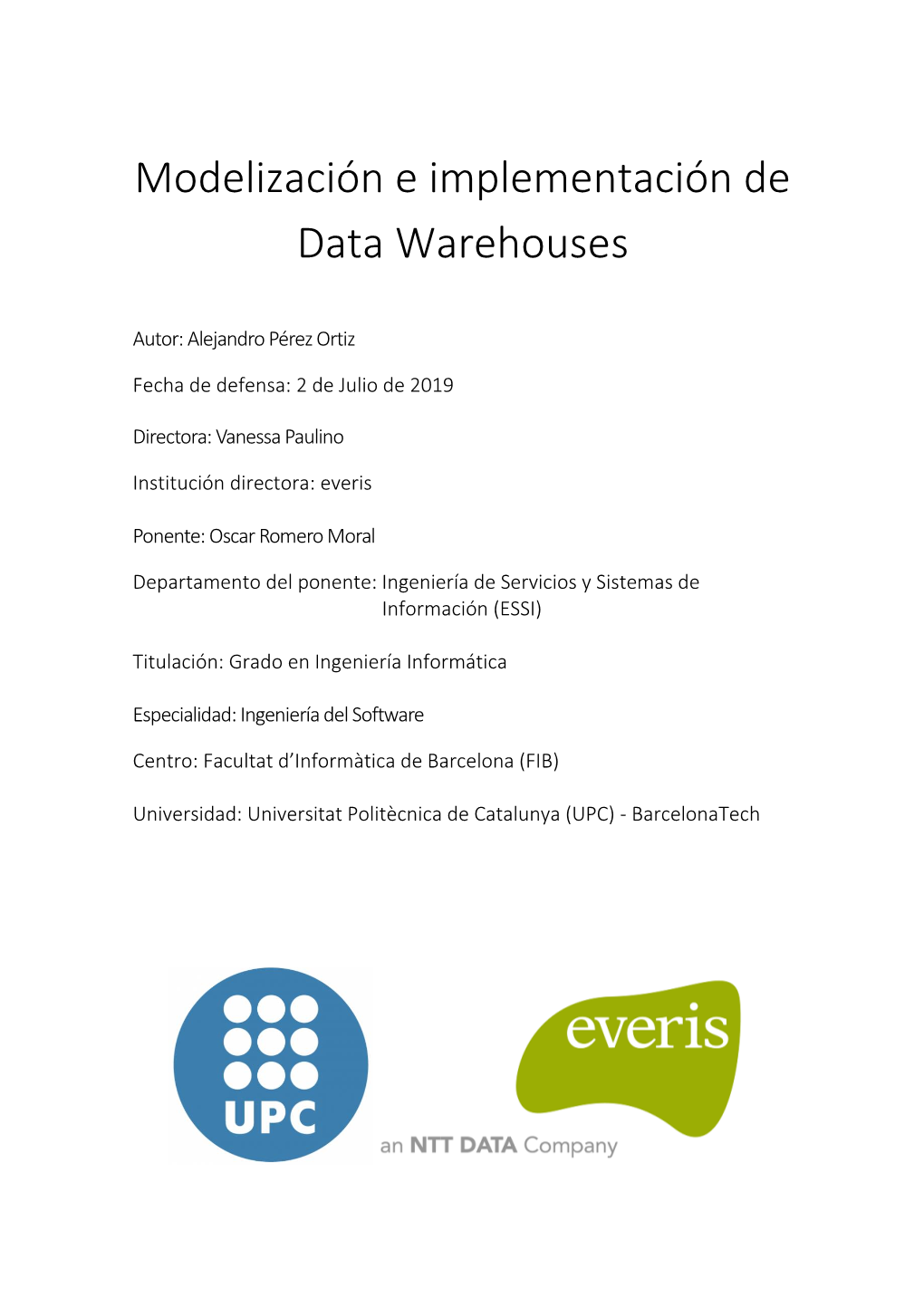 Modelización E Implementación De Data Warehouse I Resumen