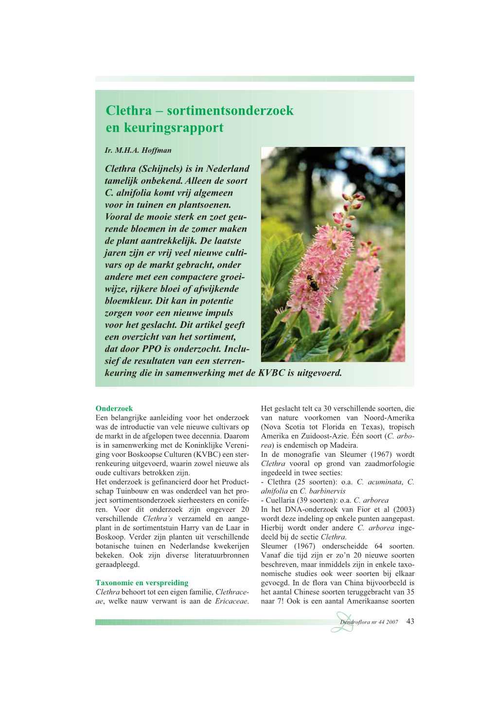 Clethra – Sortimentsonderzoek En Keuringsrapport