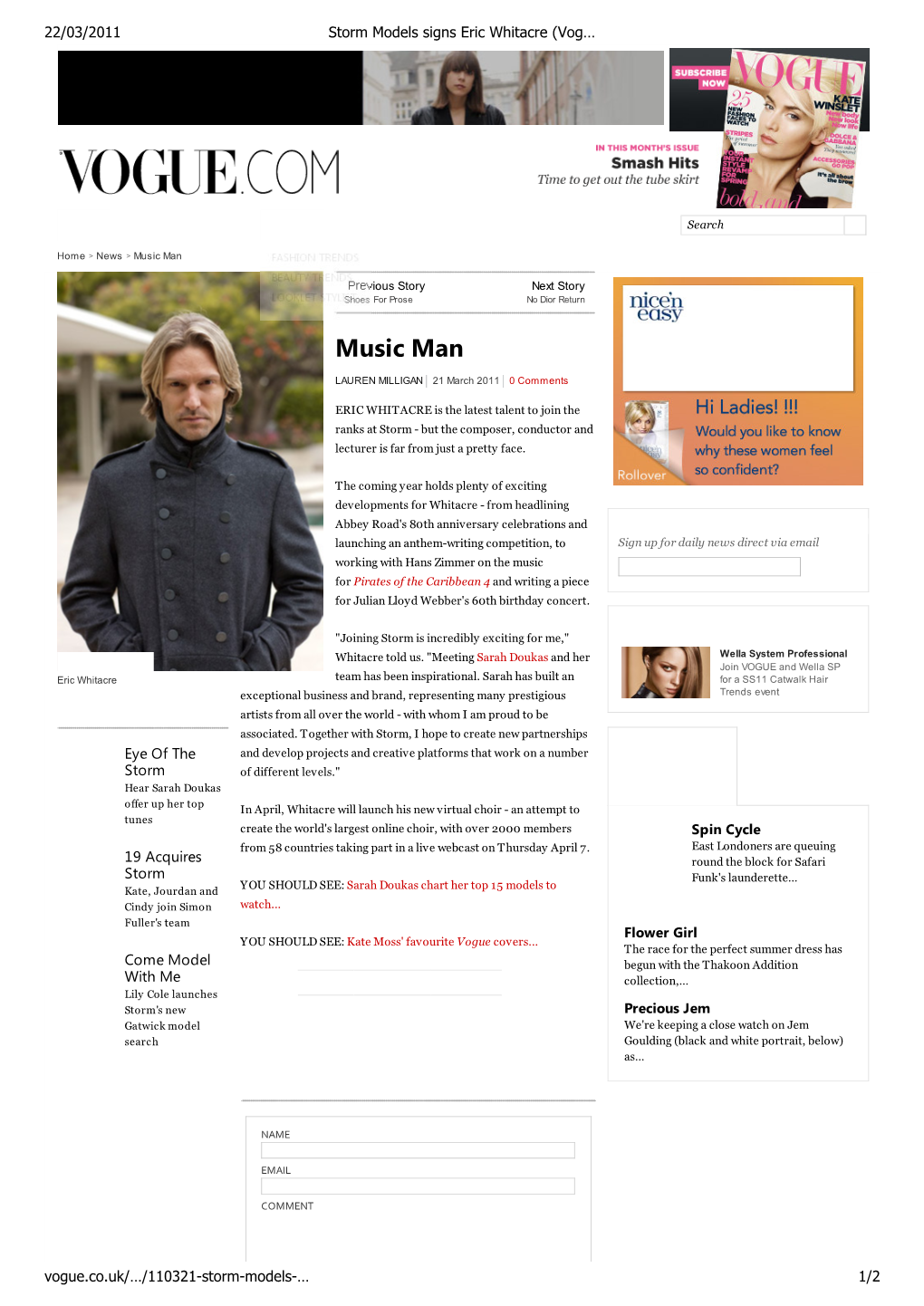 Storm Models Signs Eric Whitacre (Vogue.Com