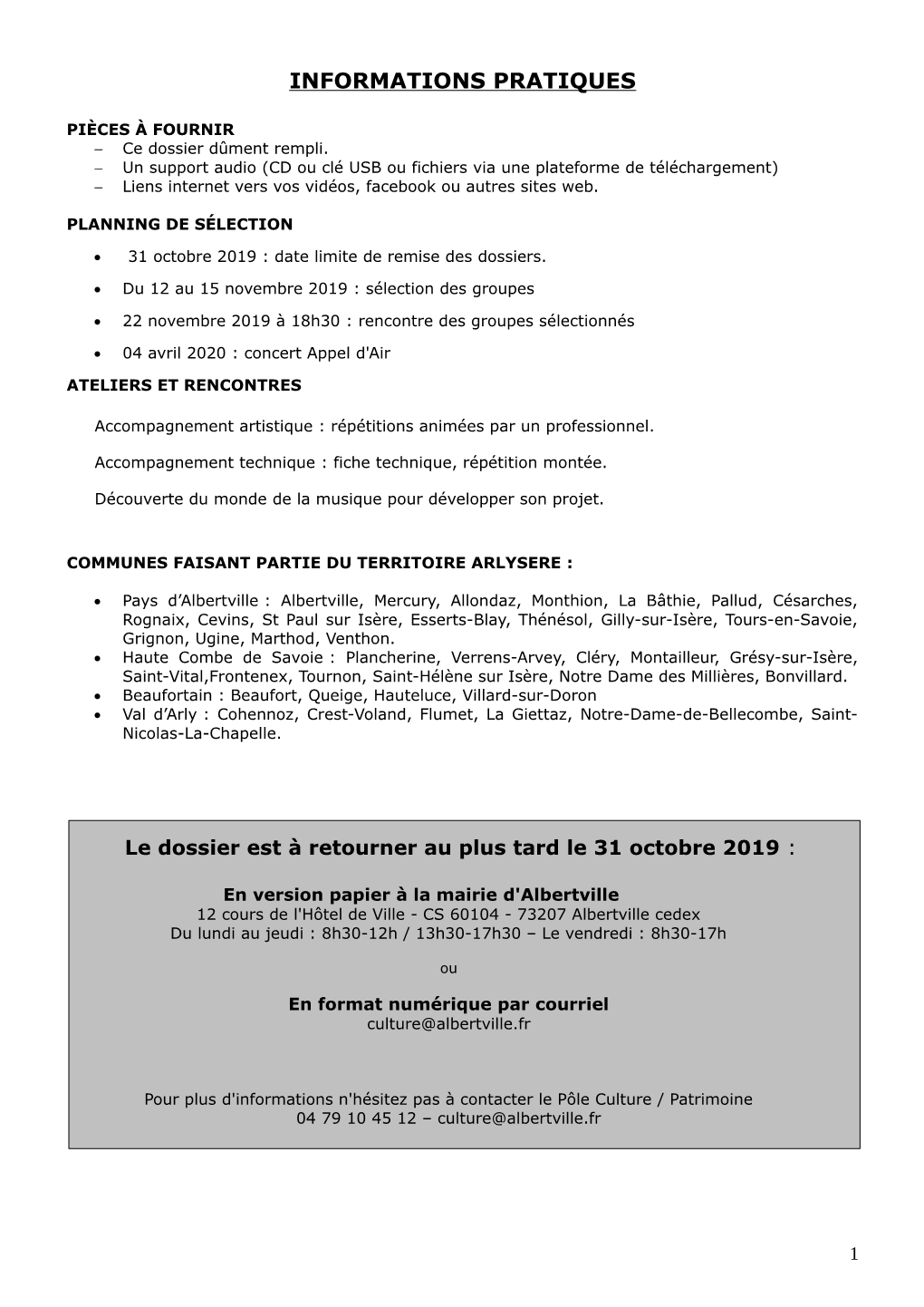 Informations Pratiques