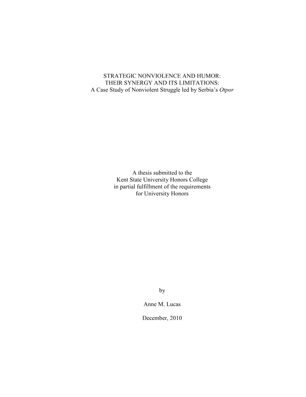 A Case Study of Nonviolent Struggle Led by Serbia's Otpor