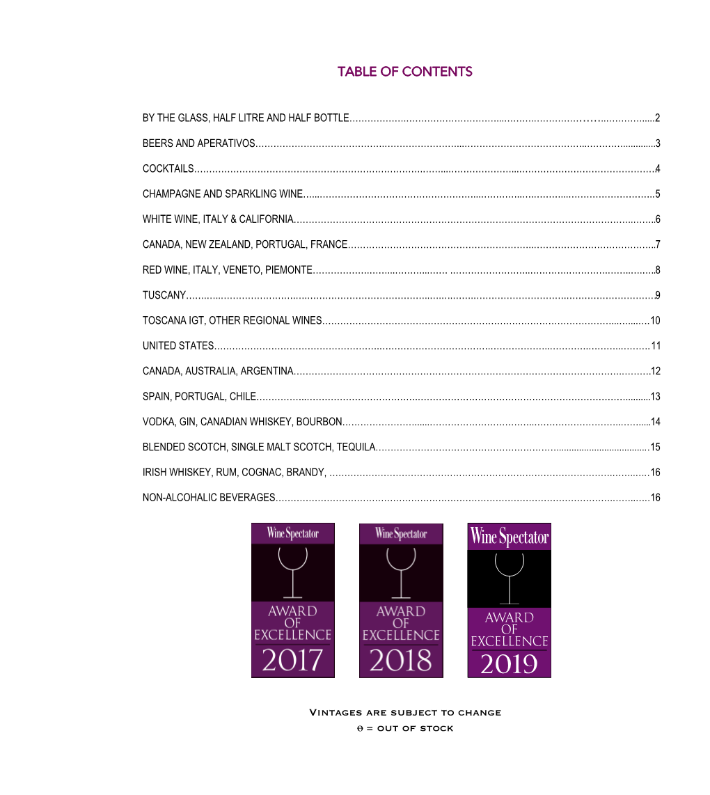 Table of Contents